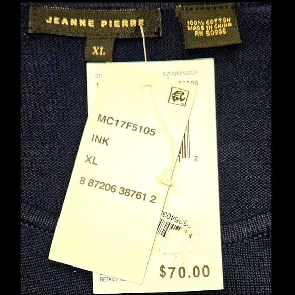 JEANNE PIERRE Women's Dark Blue Super Soft Cotton Mini Sweater Dress SIZE XL - Picture 13 of 14